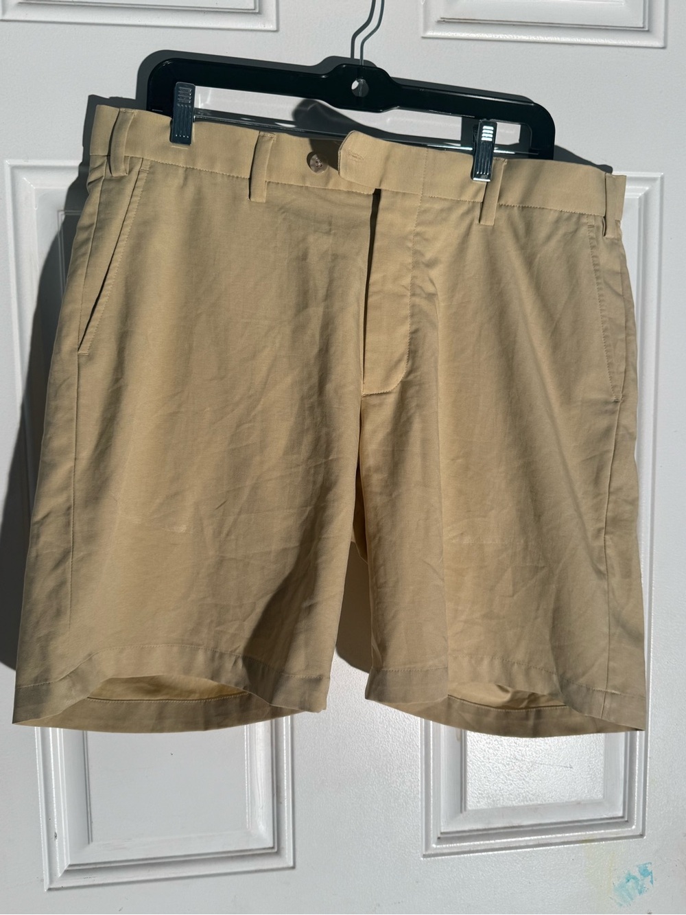 Men's Flat Front Cotton Shorts in Tan
